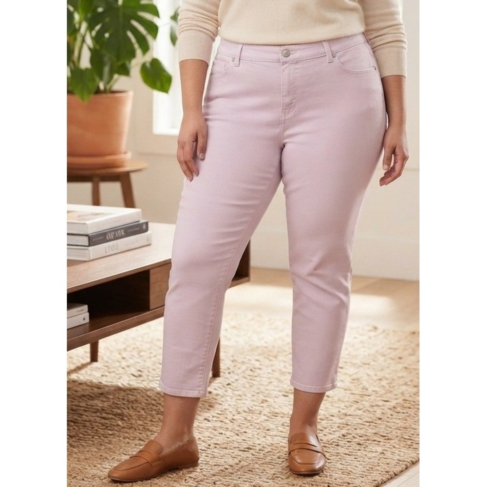 Talbots Simply Flattering Jegging Crop Pants 18W Light Pink Stretch Denim Preppy
